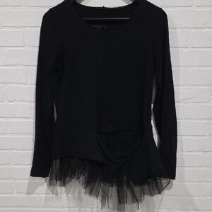 Rundholz Long Sleeve Top with Tulle Accent